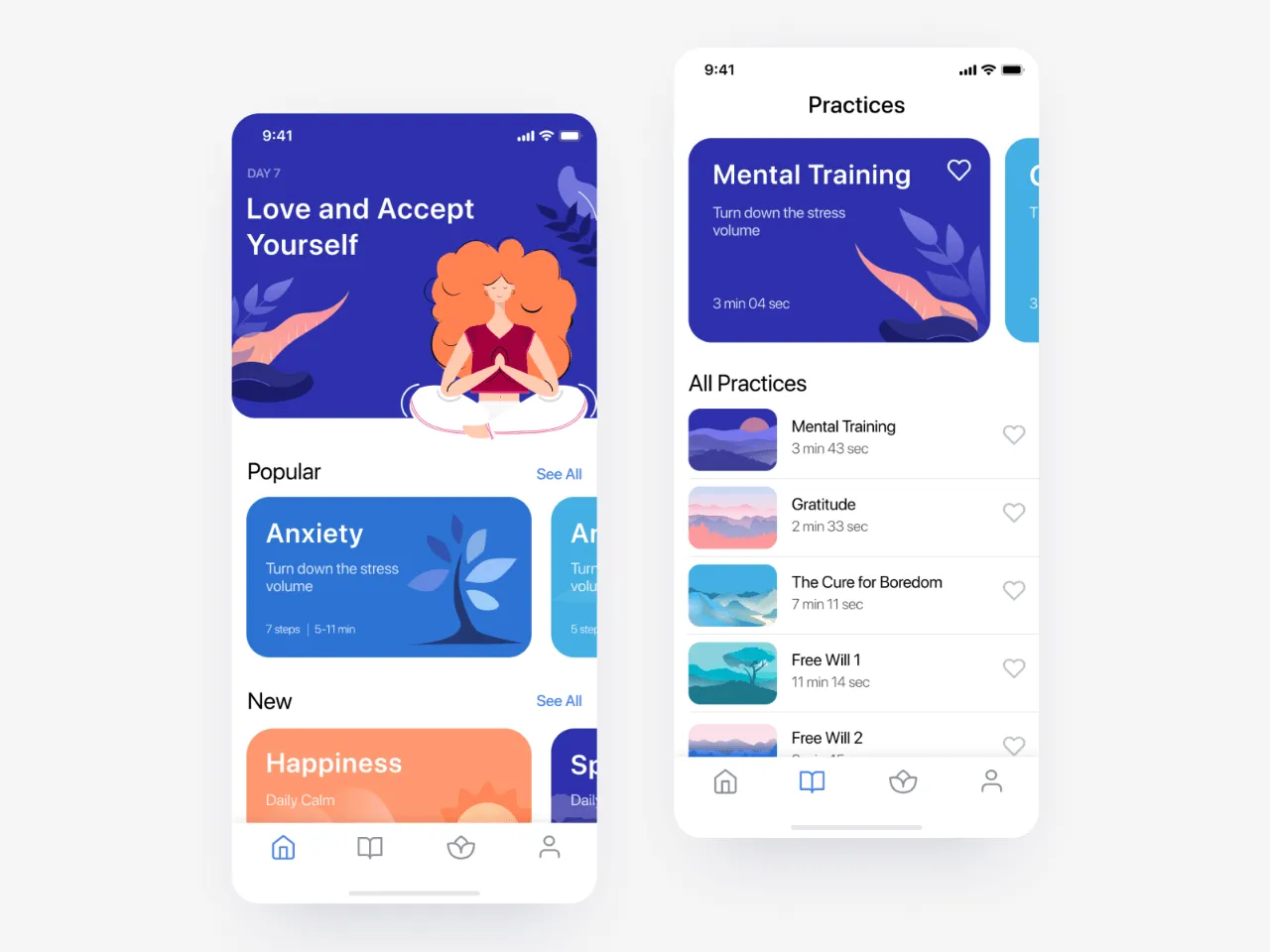 Meditation iOS App UI Kit for Figma and Adobe XD
