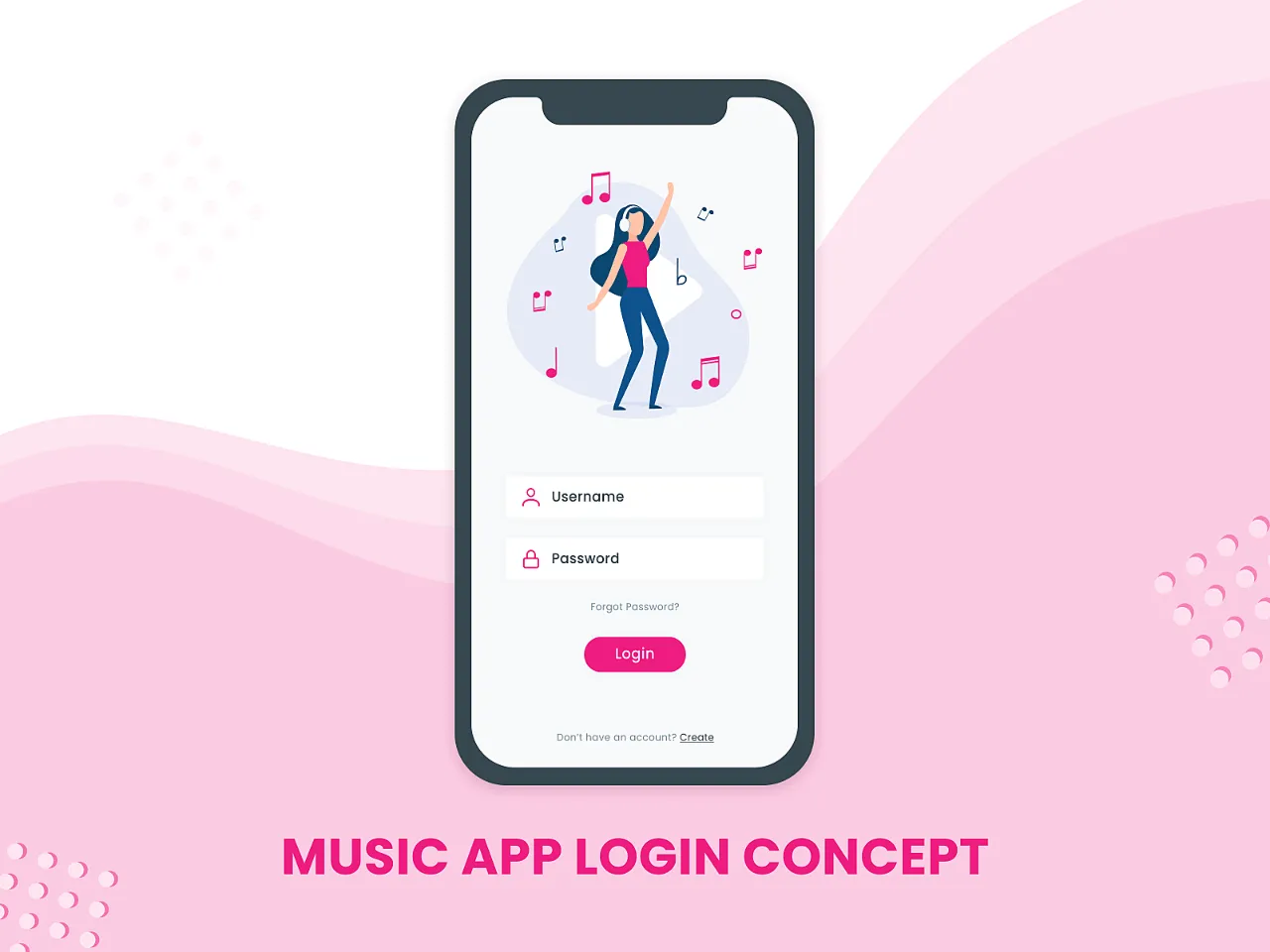 Music App Login Illustration for Figma and Adobe XD
