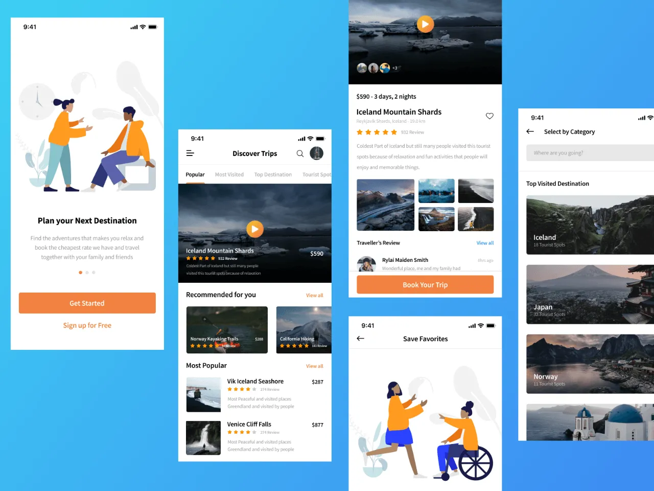 Travel App Illustrations for Figma and Adobe XD