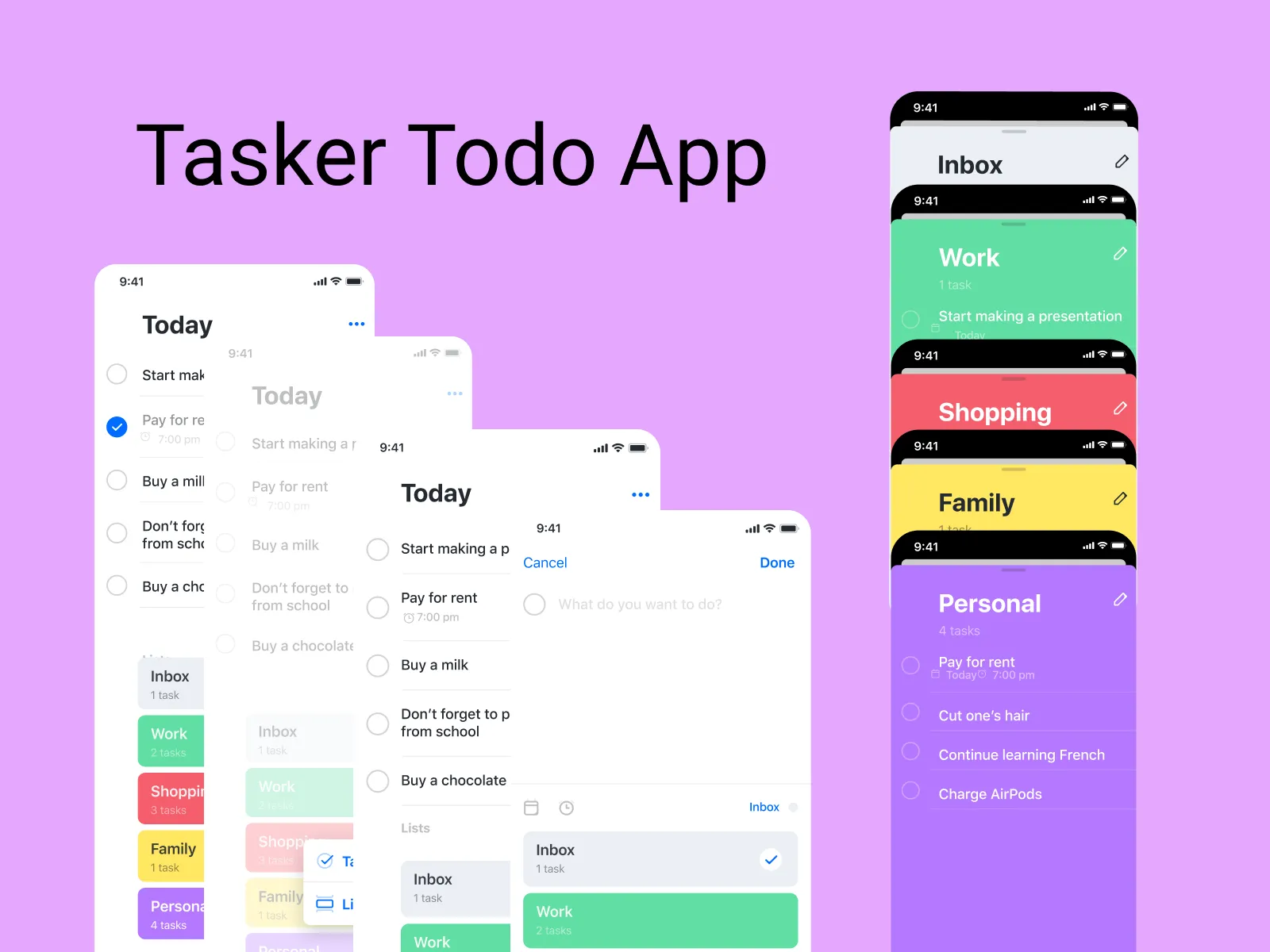 Tasker ï¿½ ToDo App Template for Figma and Adobe XD