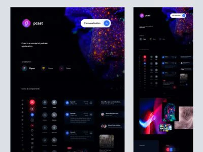 pcast - Podcast App for Figma  - Free template