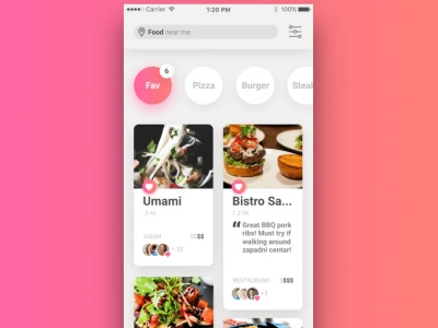 Mobile Restaurant List UI  - Free template