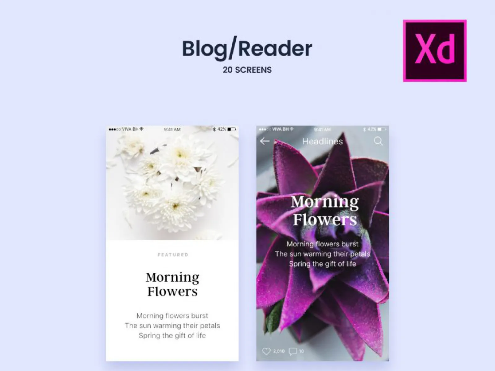 20 Blog Reader UI Screens for Figma and Adobe XD No 1