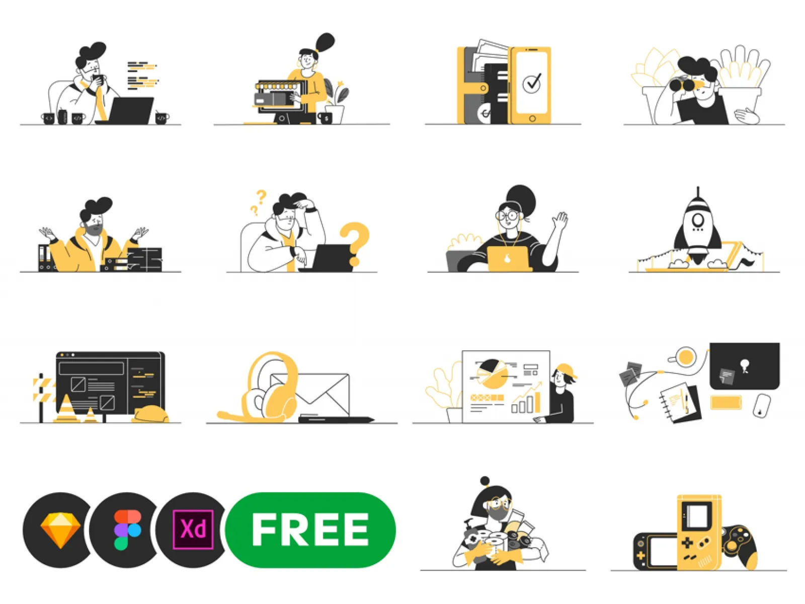 20 Office Vector Illustrations for Figma and Adobe XD No 1