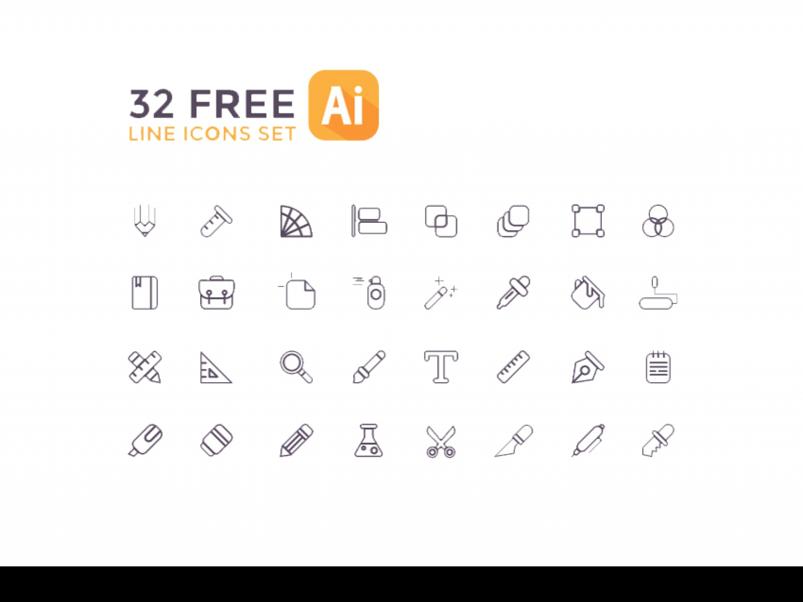 32 Free Line Icons Set for Figma and Adobe XD