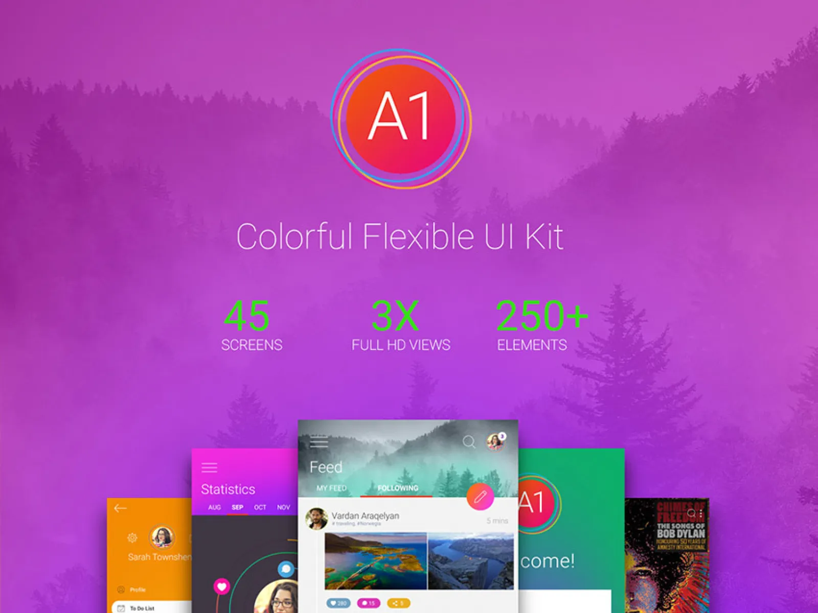 A1 Social App Design UI Kit for Figma and Adobe XD