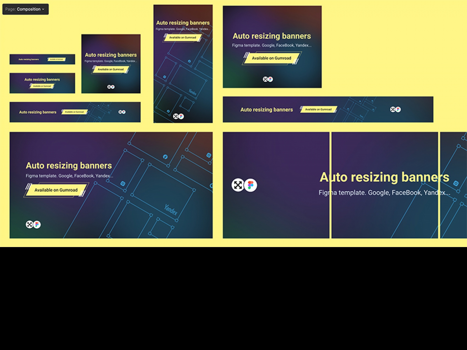 Auto Resizing Banners UI Kit for Figma and Adobe XD No 1