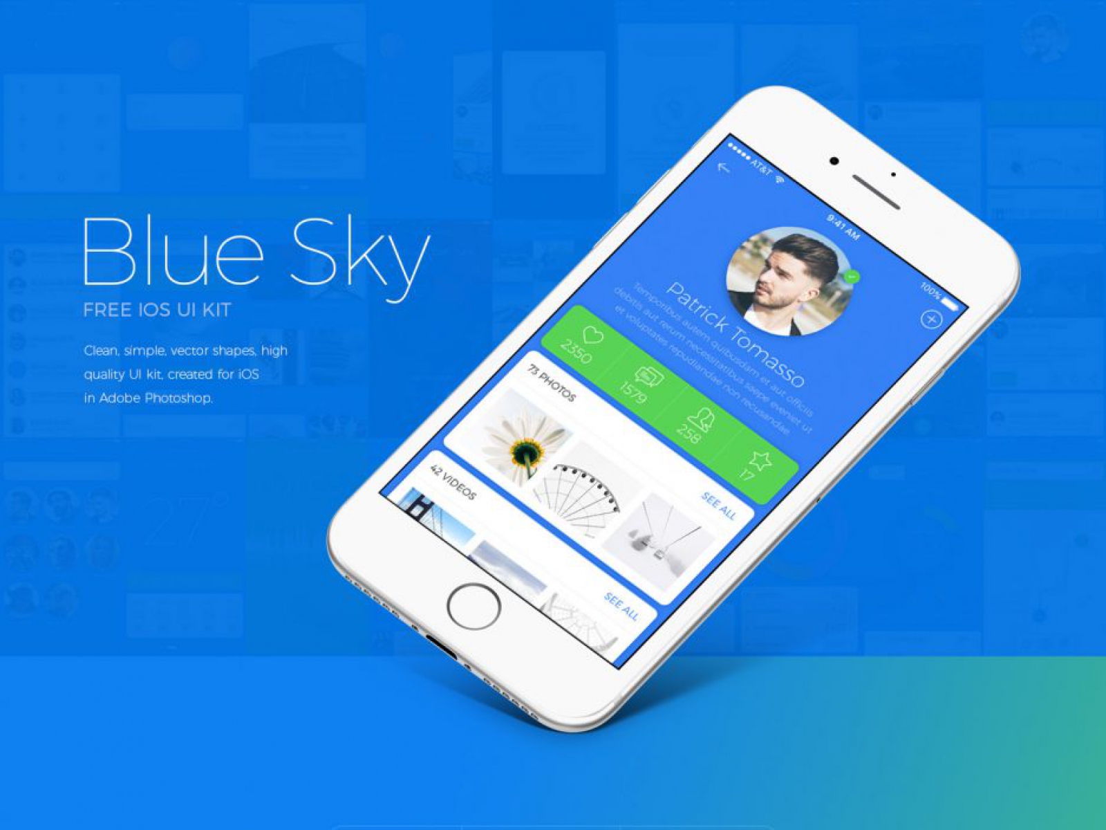 Blue Sky iOS UI Kit for Figma and Adobe XD No 1