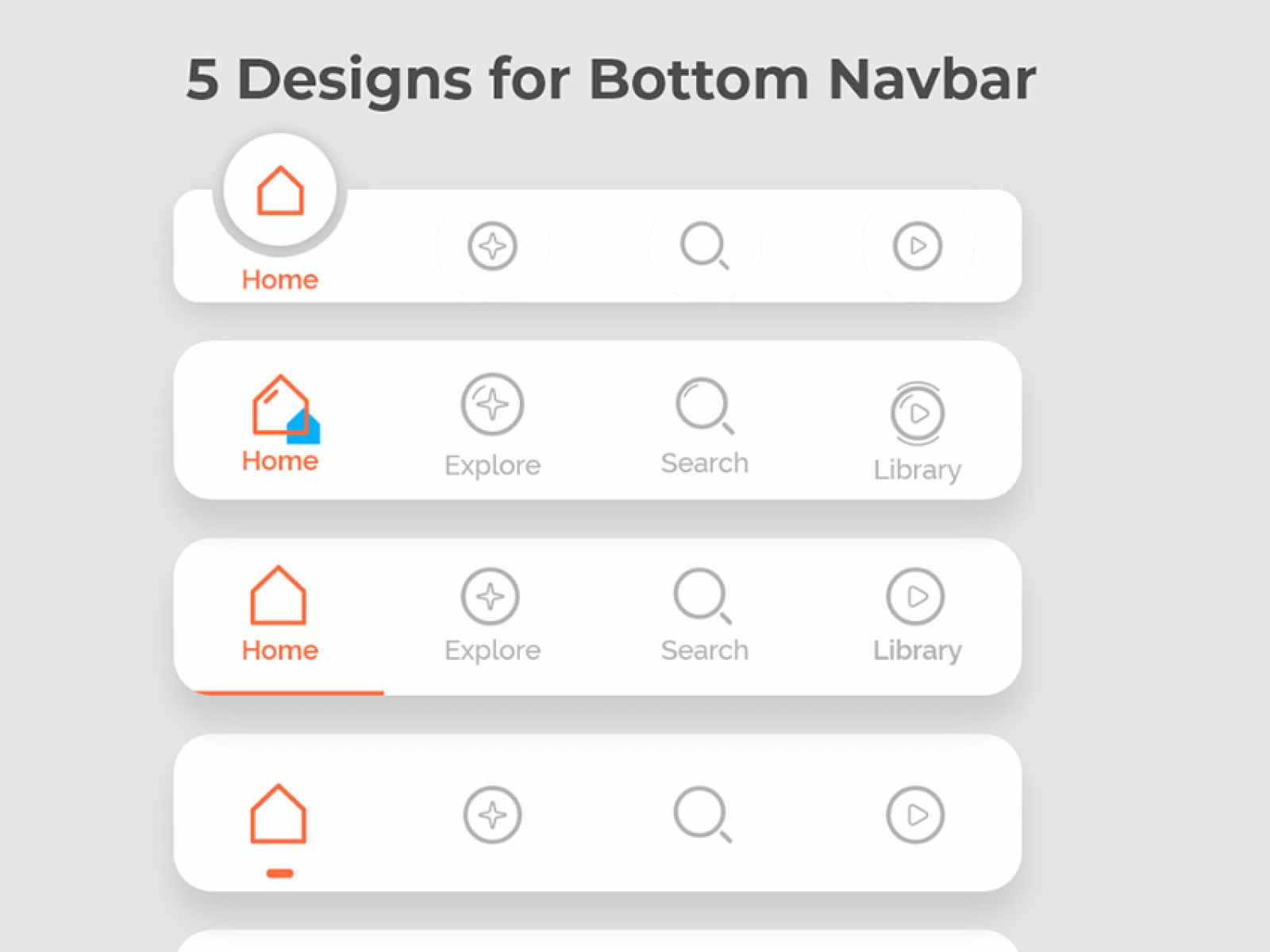 Bottom Navbar UI Design for Figma and Adobe XD