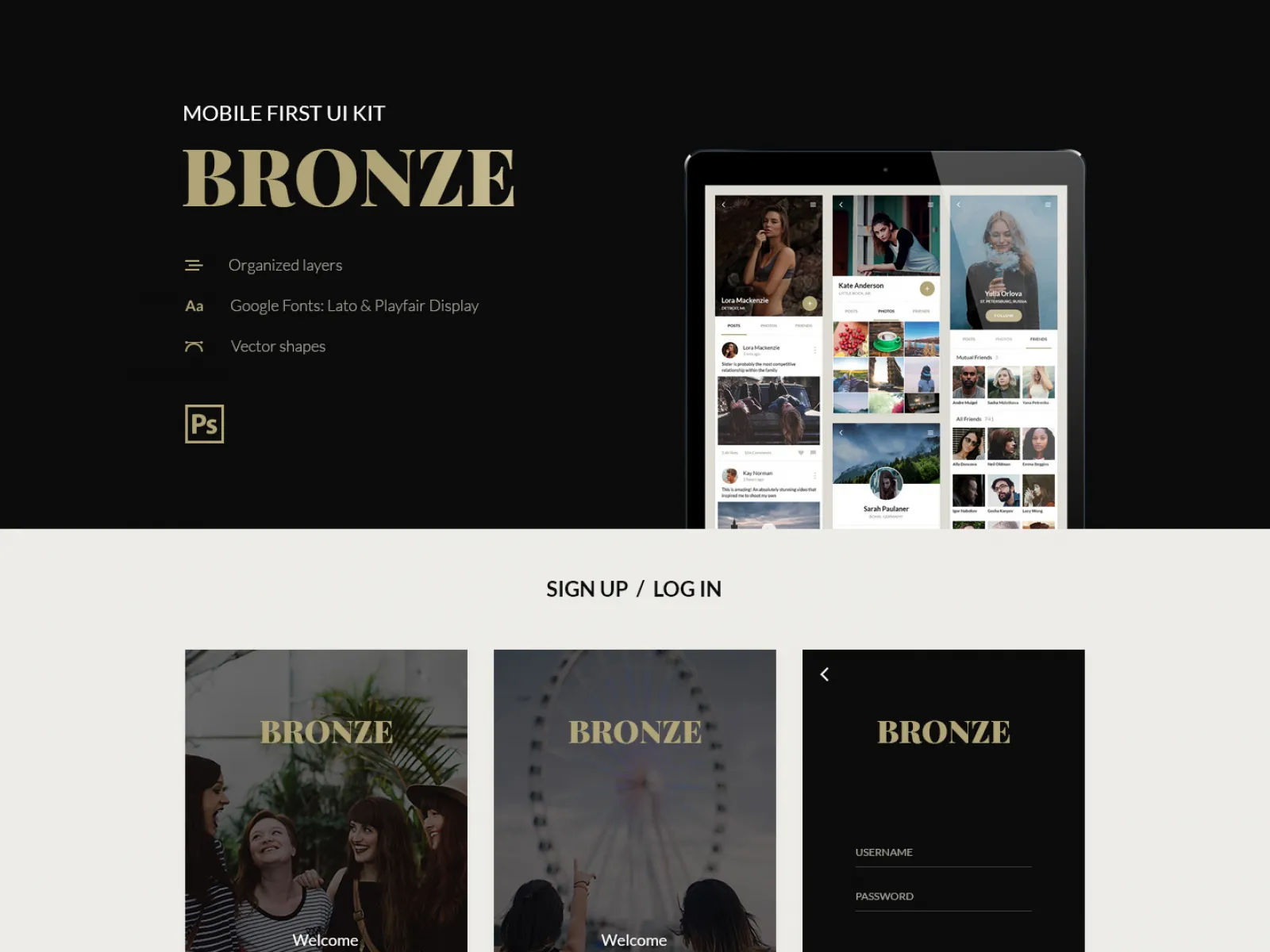 Bronze App Design UI Kit for Figma and Adobe XD