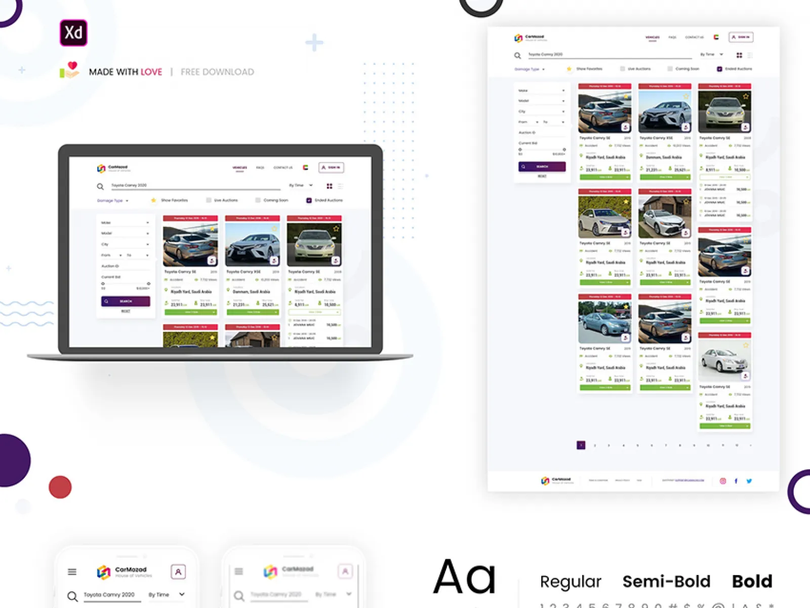 Car Auction Web UI for Figma and Adobe XD No 1