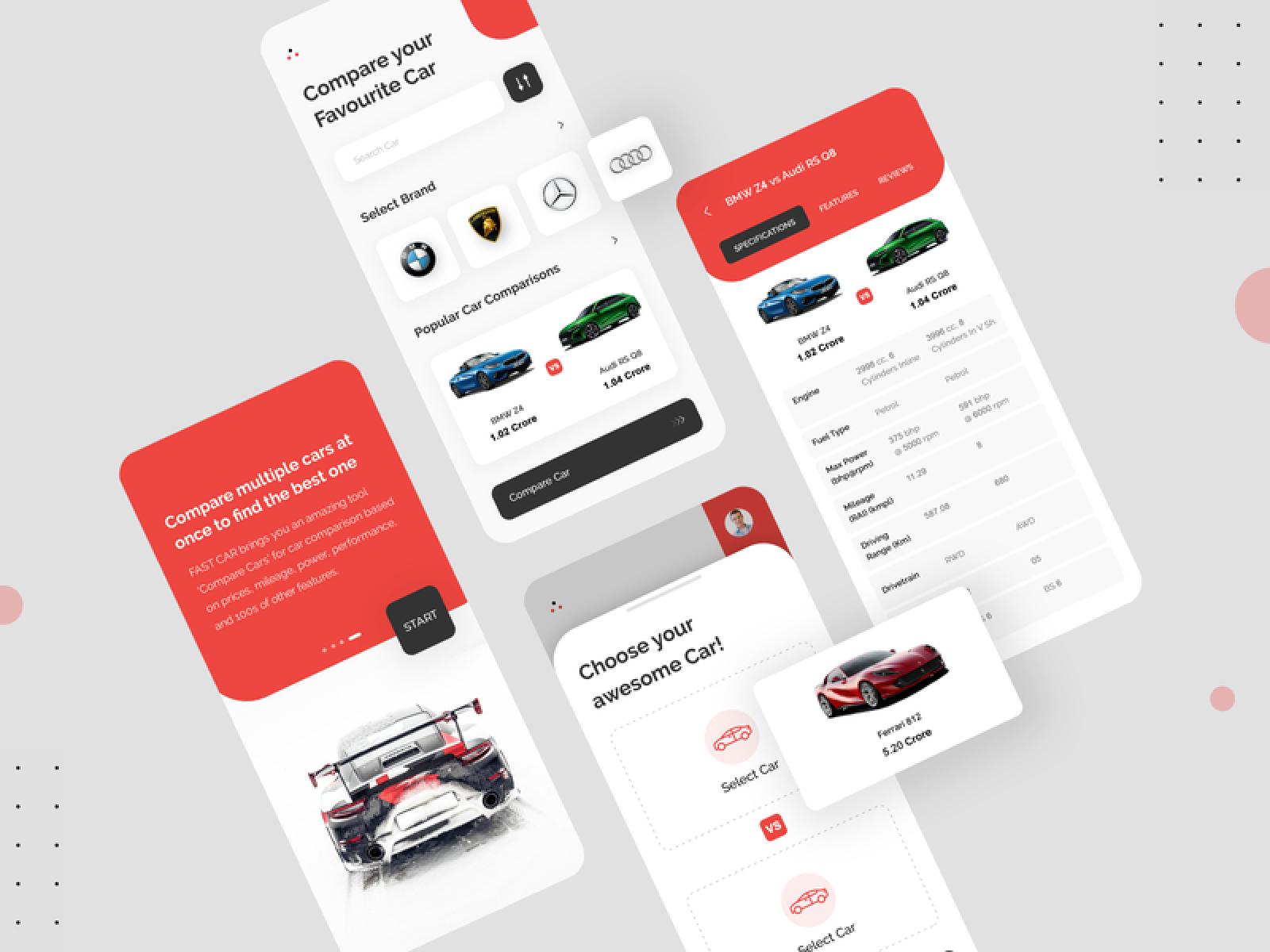 Car Comparison App for Figma and Adobe XD
