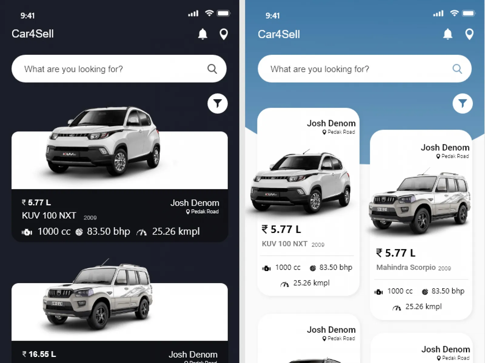 Car Sell & Buy App Design for Figma and Adobe XD No 1