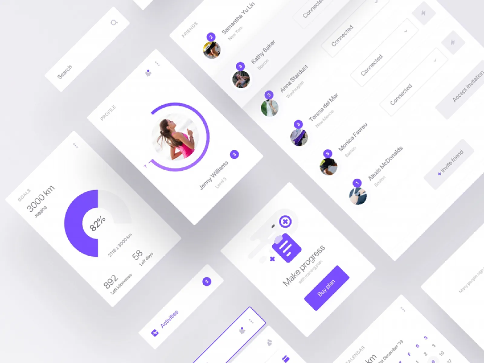 Clean Fitness App Design for Figma and Adobe XD