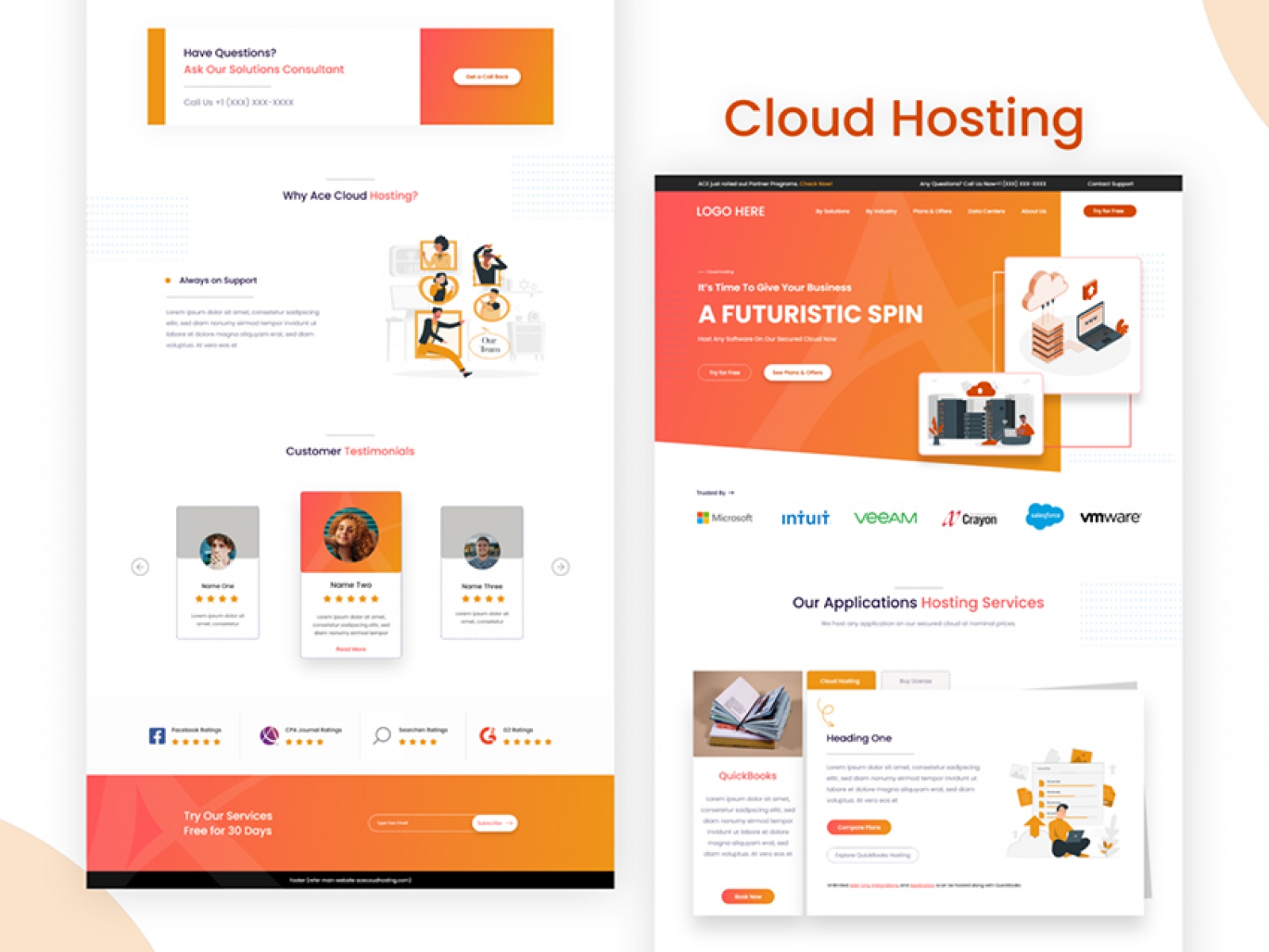 Cloud Hosting WebDesign for Figma and Adobe XD