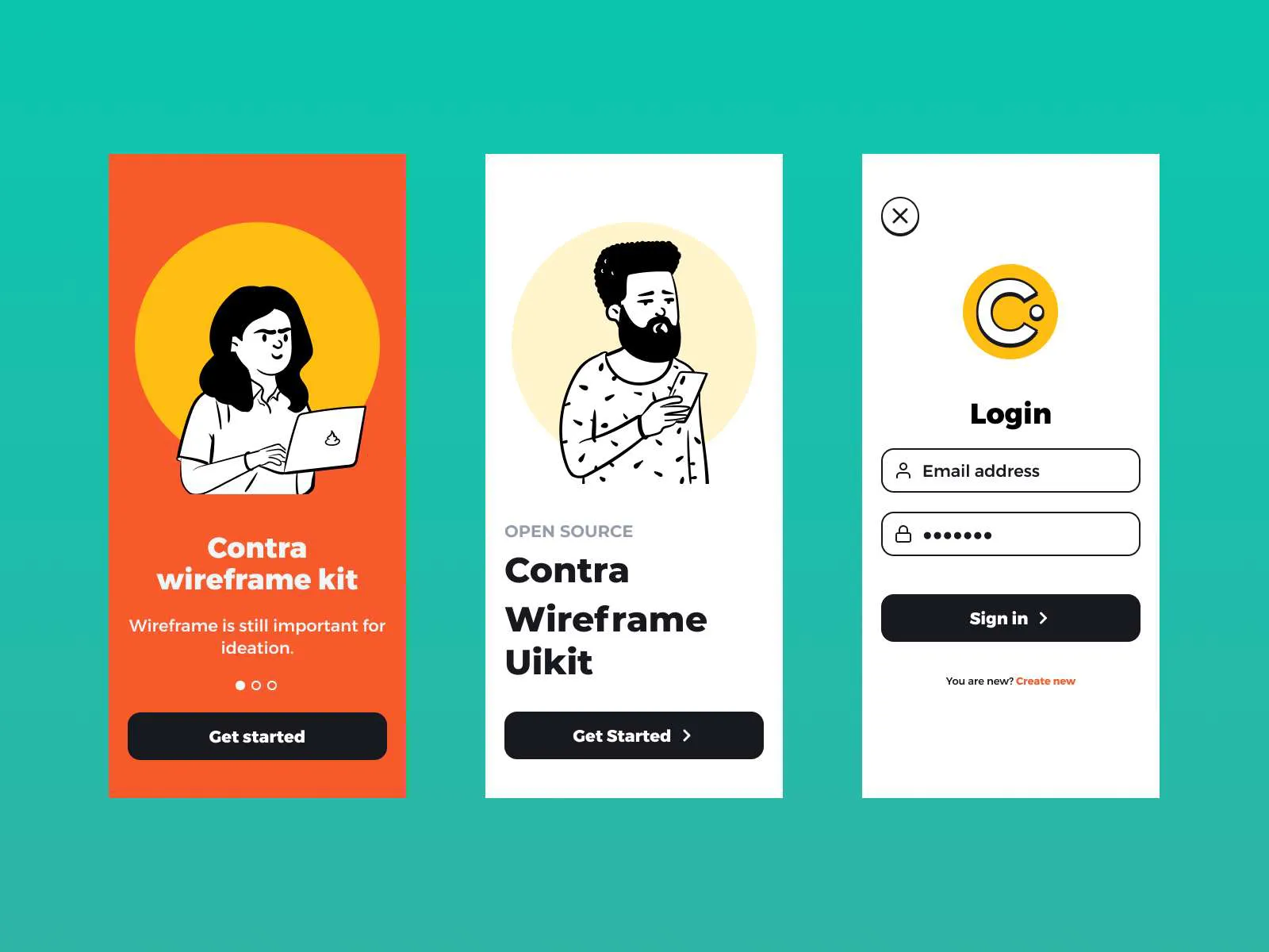 Contra ï¿½ Open Source Wireframe for Figma and Adobe XD No 2