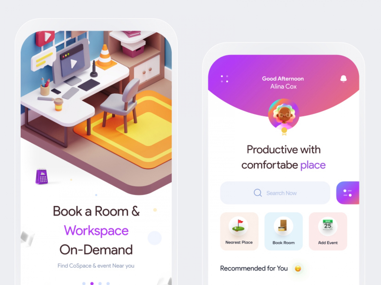 CoSpace Booking App for Figma and Adobe XD No 1
