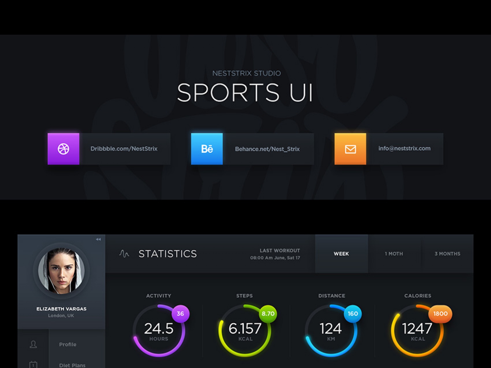 Dark Sports Free UI Kit for Figma and Adobe XD No 1