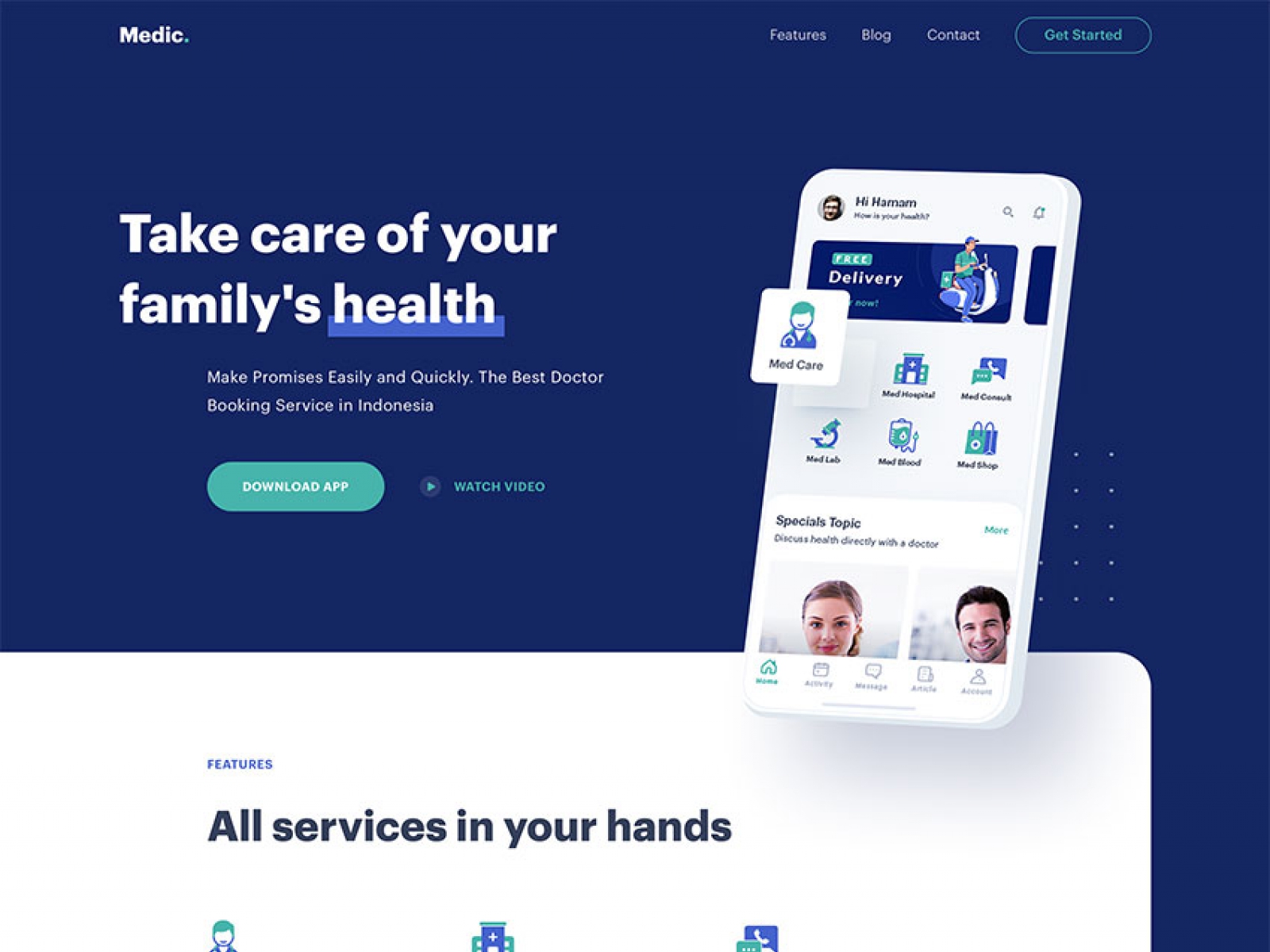 Doctor Service Web Theme for Figma and Adobe XD No 1