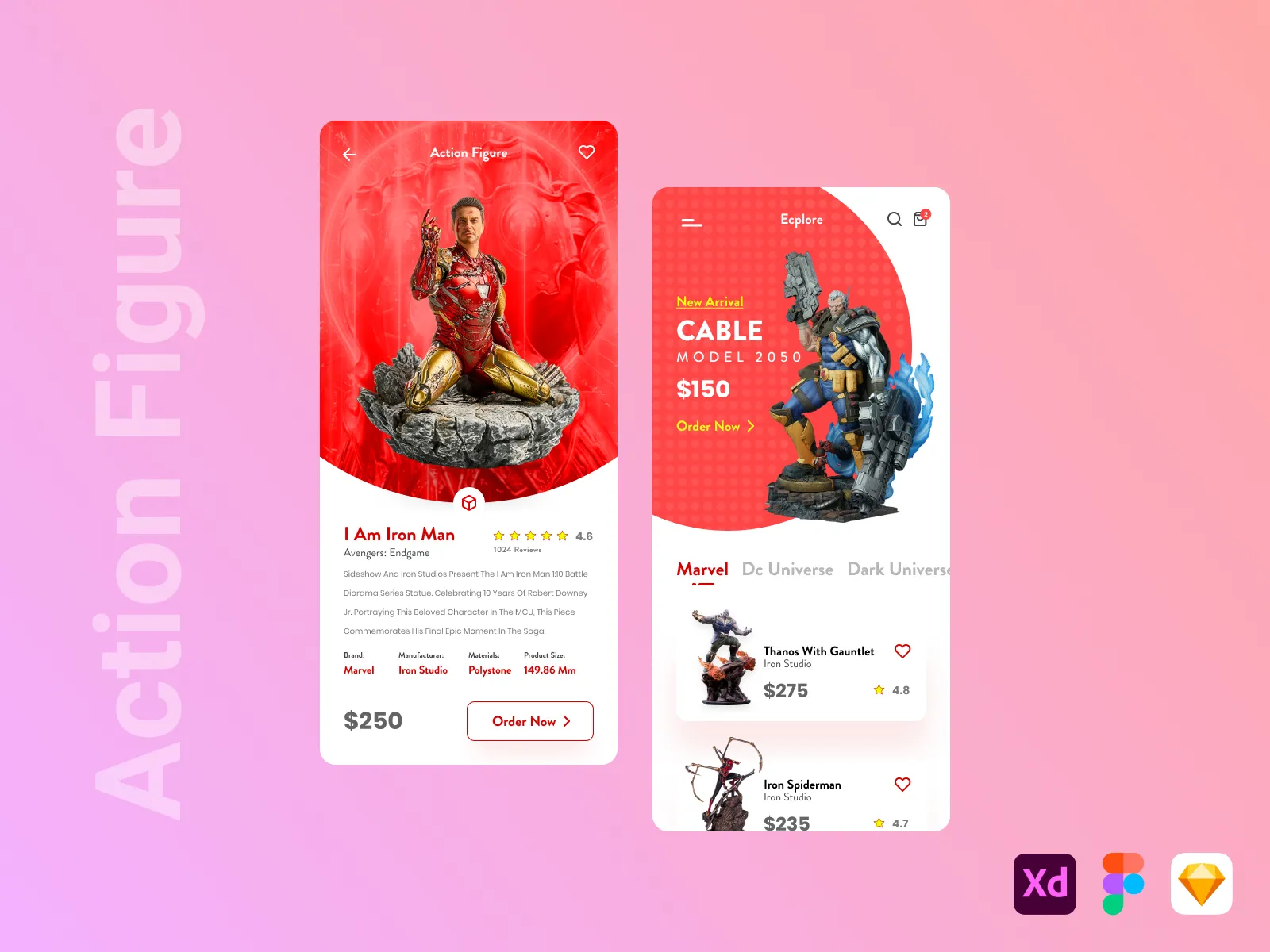 Action Figure Sale App for Figma and Adobe XD
