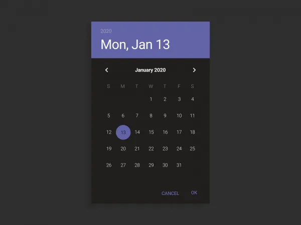 Android Calendar for Figma and Adobe XD