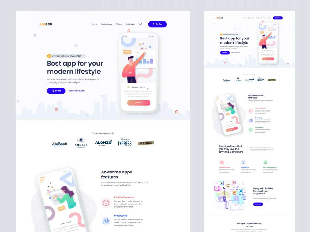 AppLab - App Landing Page for Photoshop for Figma and Adobe XD No 1