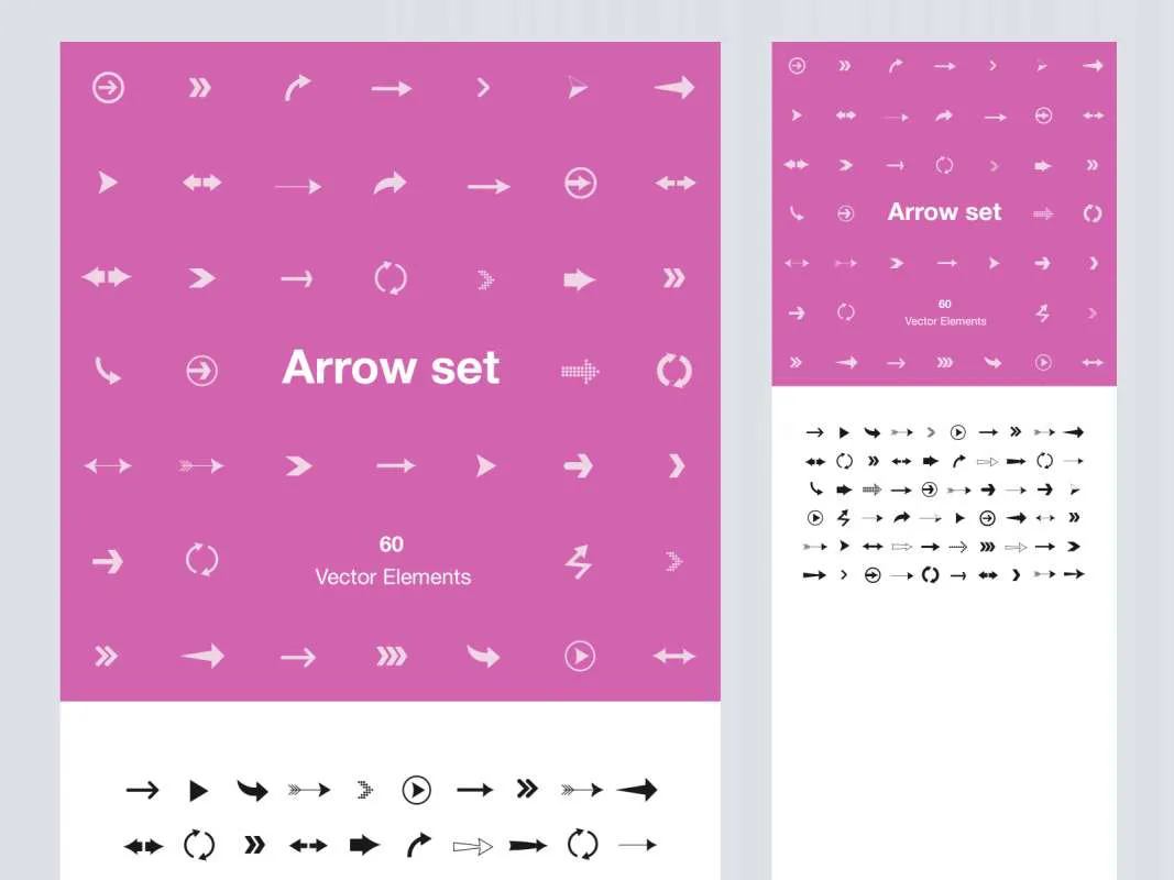 Arrow Set - 60 Vector Elements for Figma and Adobe XD No 1