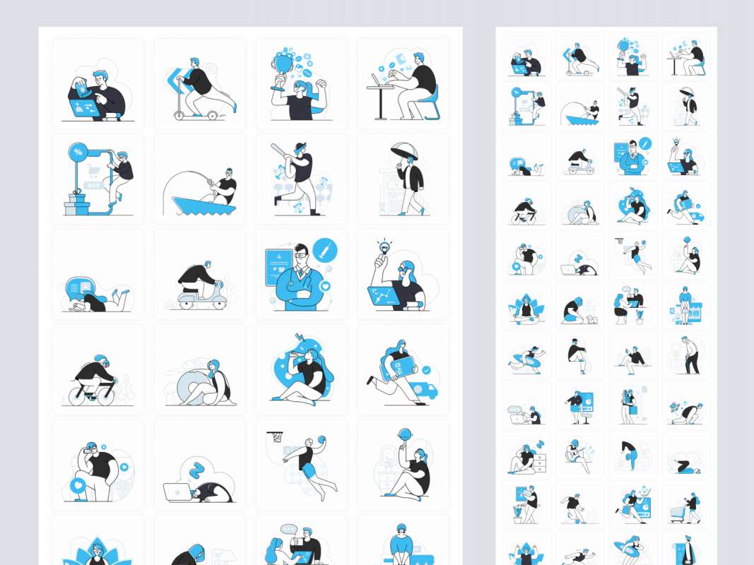 Blues Dual Tone Free Illustrations for Figma and Adobe XD