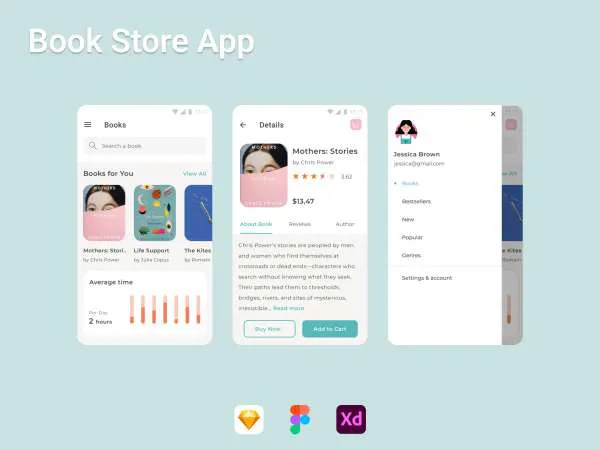 Book Store App for Figma and Adobe XD