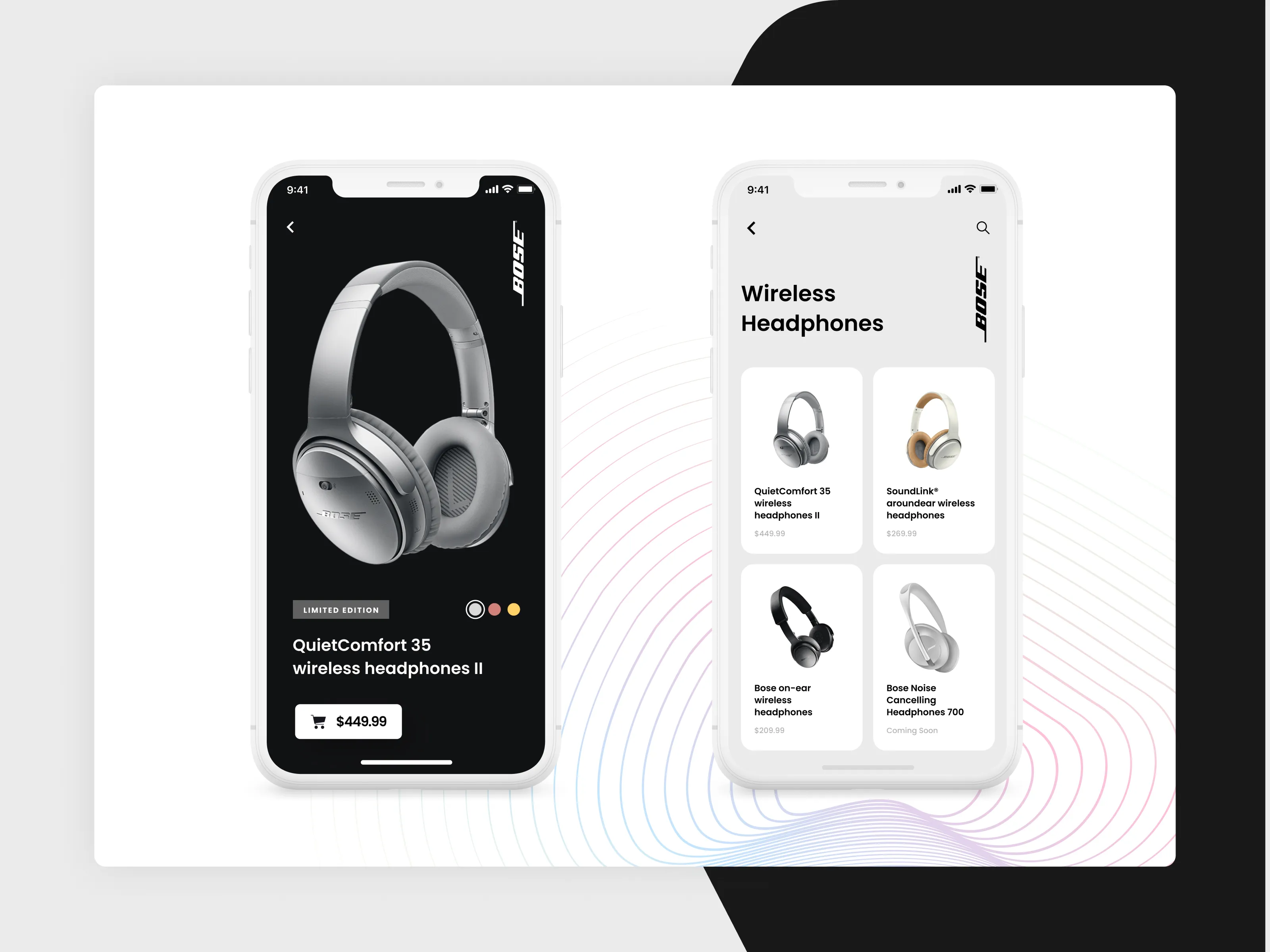 BOSE QuietComfort Web & Mobile for Figma and Adobe XD No 3