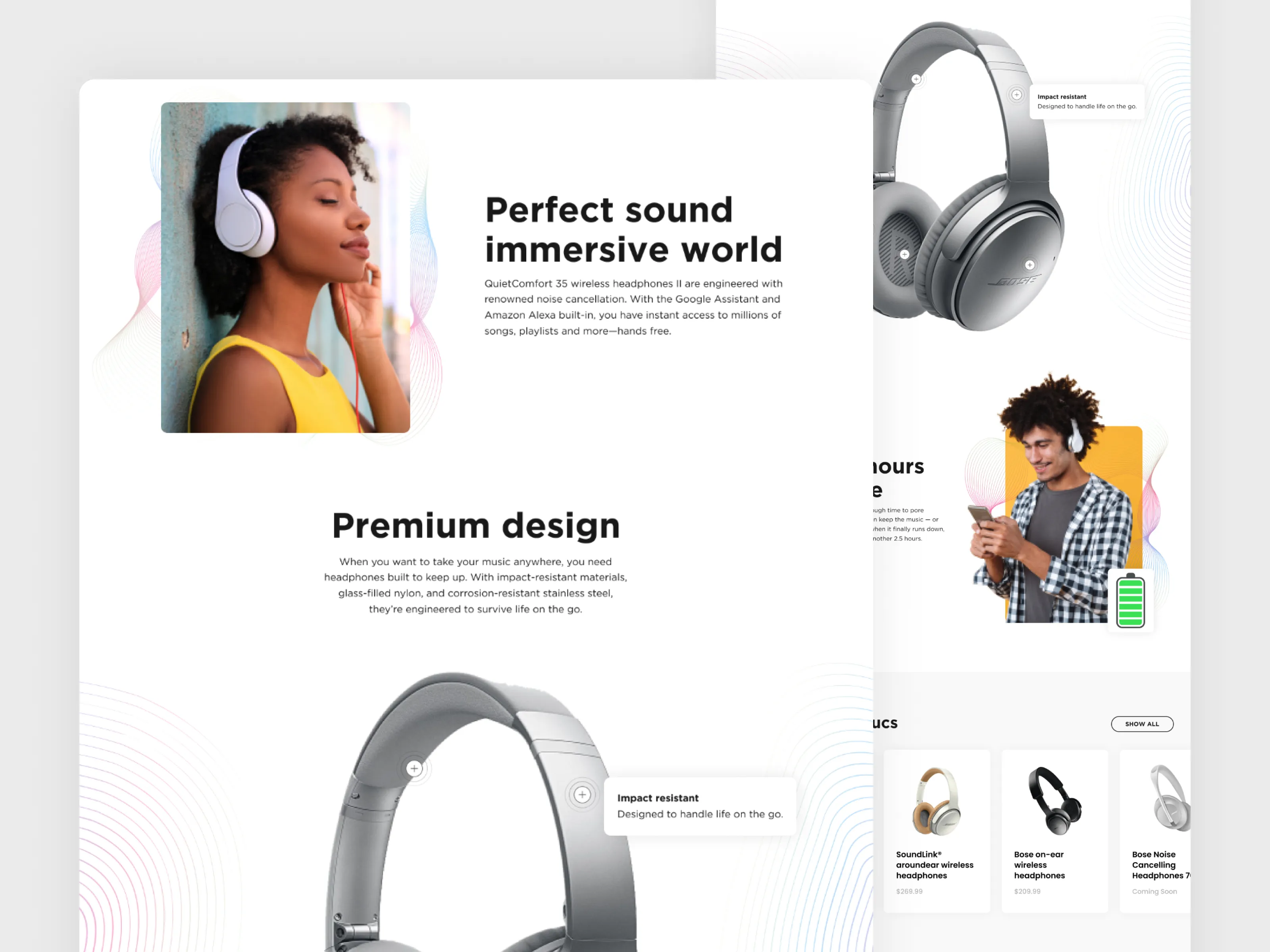 BOSE QuietComfort Web & Mobile for Figma and Adobe XD No 1
