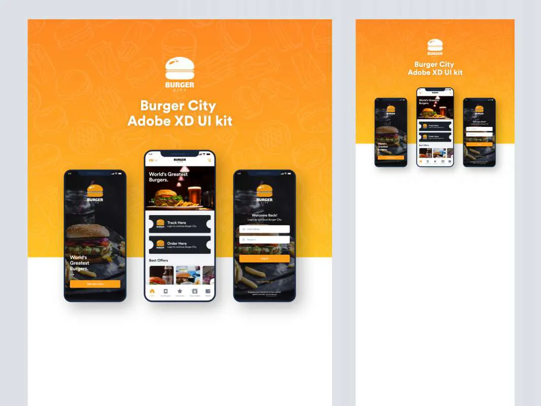 Burger City - Free Adobe XD UI Kit for Figma and Adobe XD
