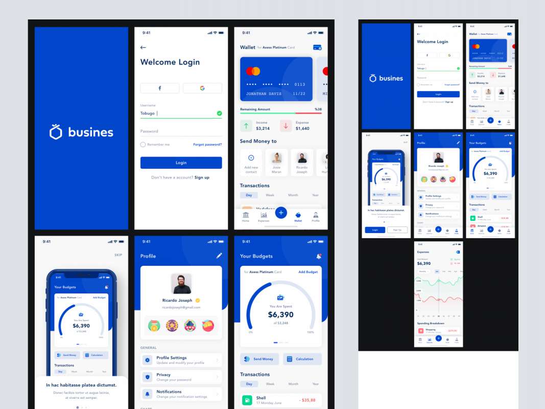 Busines - Bank App for Sketch for Figma and Adobe XD