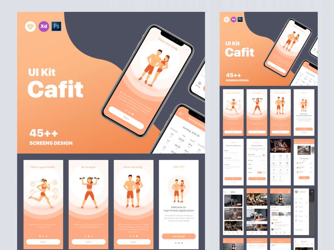 Cafit - Workout UI Kit for Figma and Adobe XD