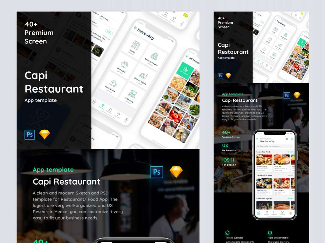 Capi Restaurant Free iOS UI Kit for Figma and Adobe XD