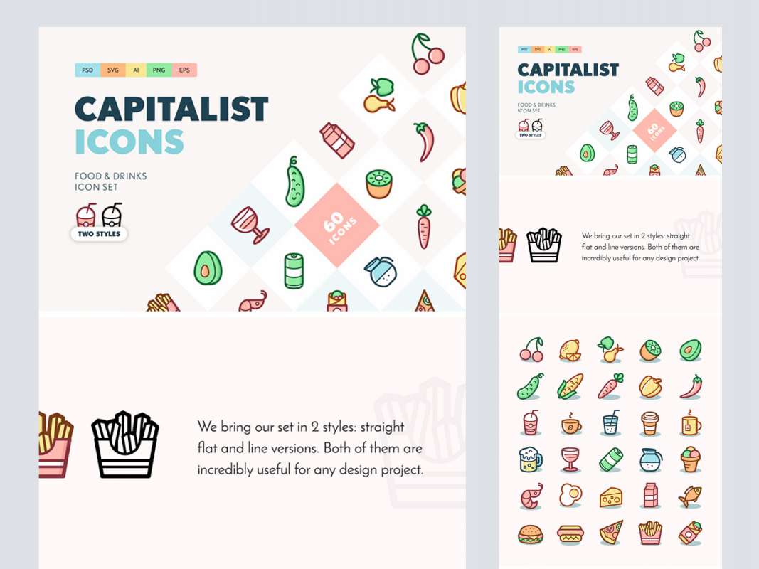 Capitalist Food and Drinks Icon Set for Figma and Adobe XD No 1
