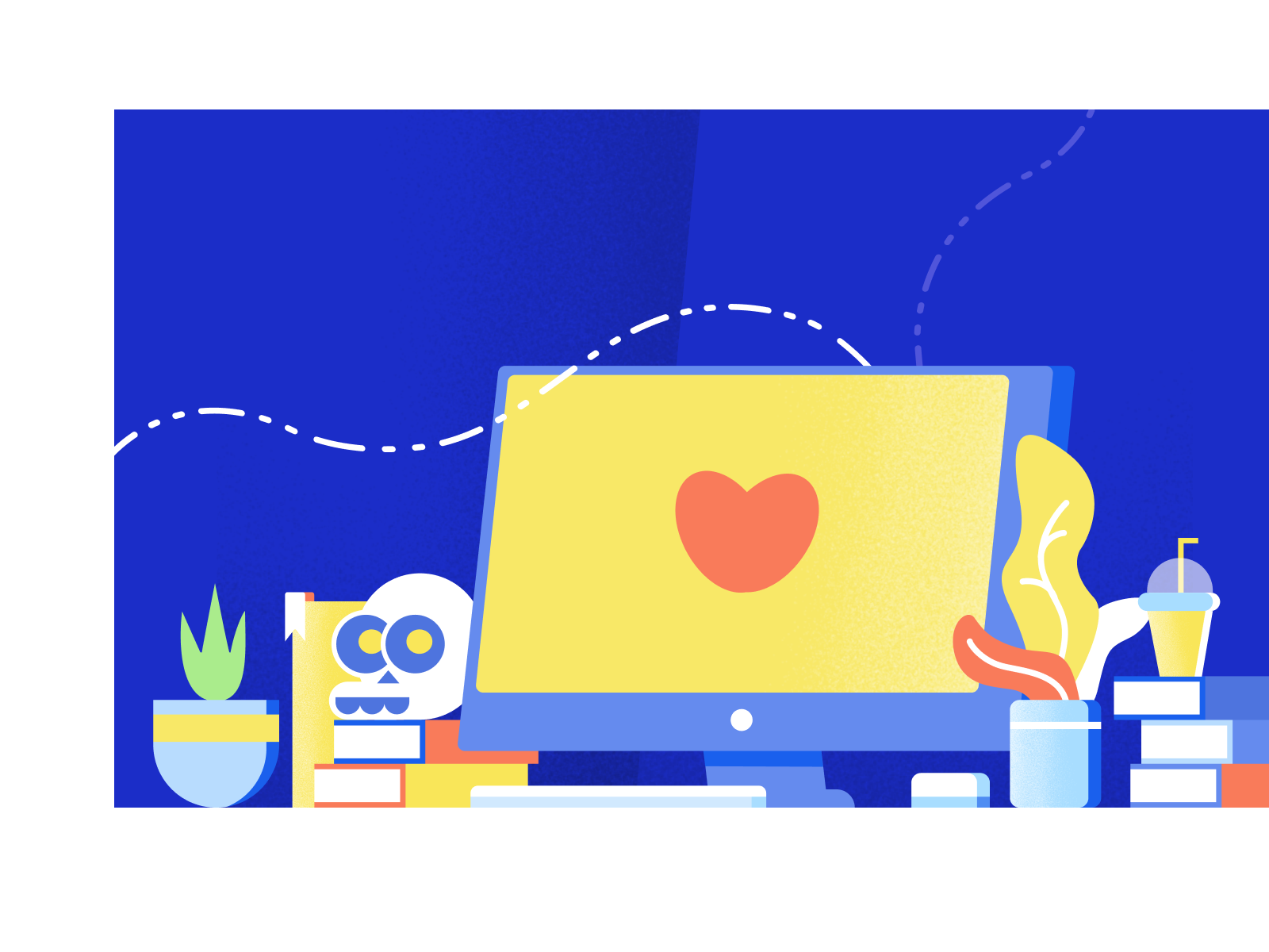 Computer Love Illustration freebie for Figma and Adobe XD