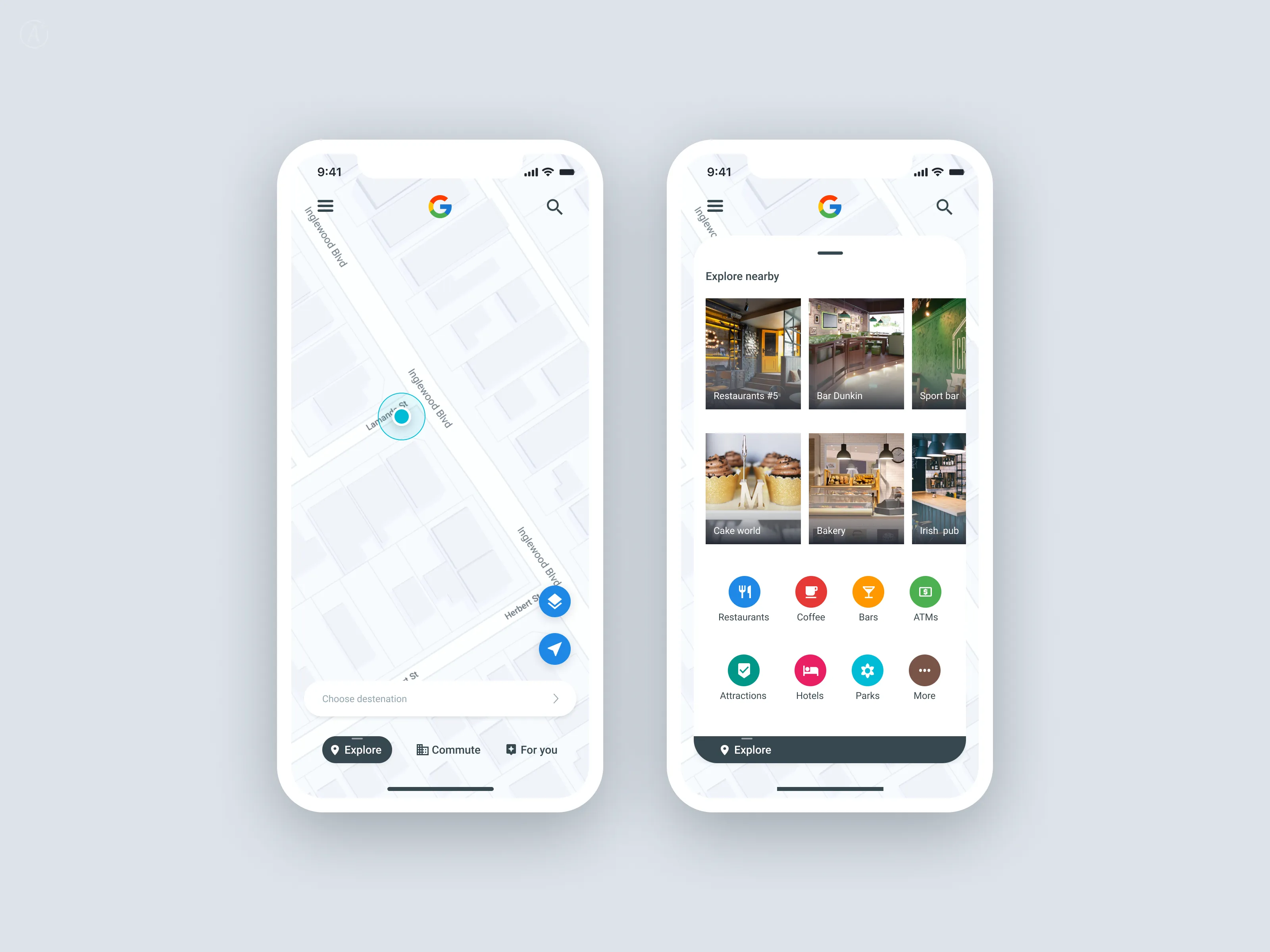 Concept for Google Maps for Figma and Adobe XD No 2