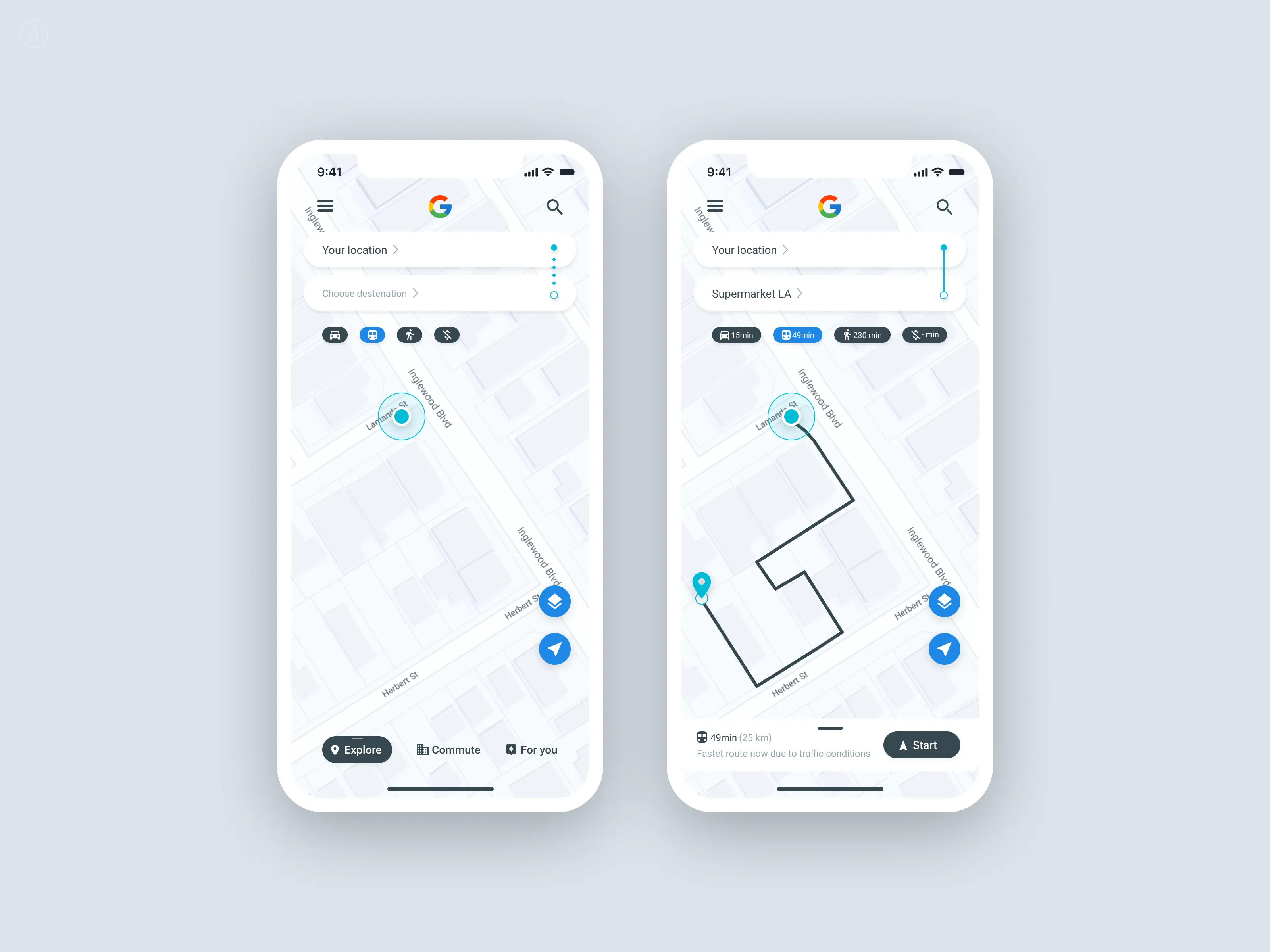 Concept for Google Maps for Figma and Adobe XD No 4