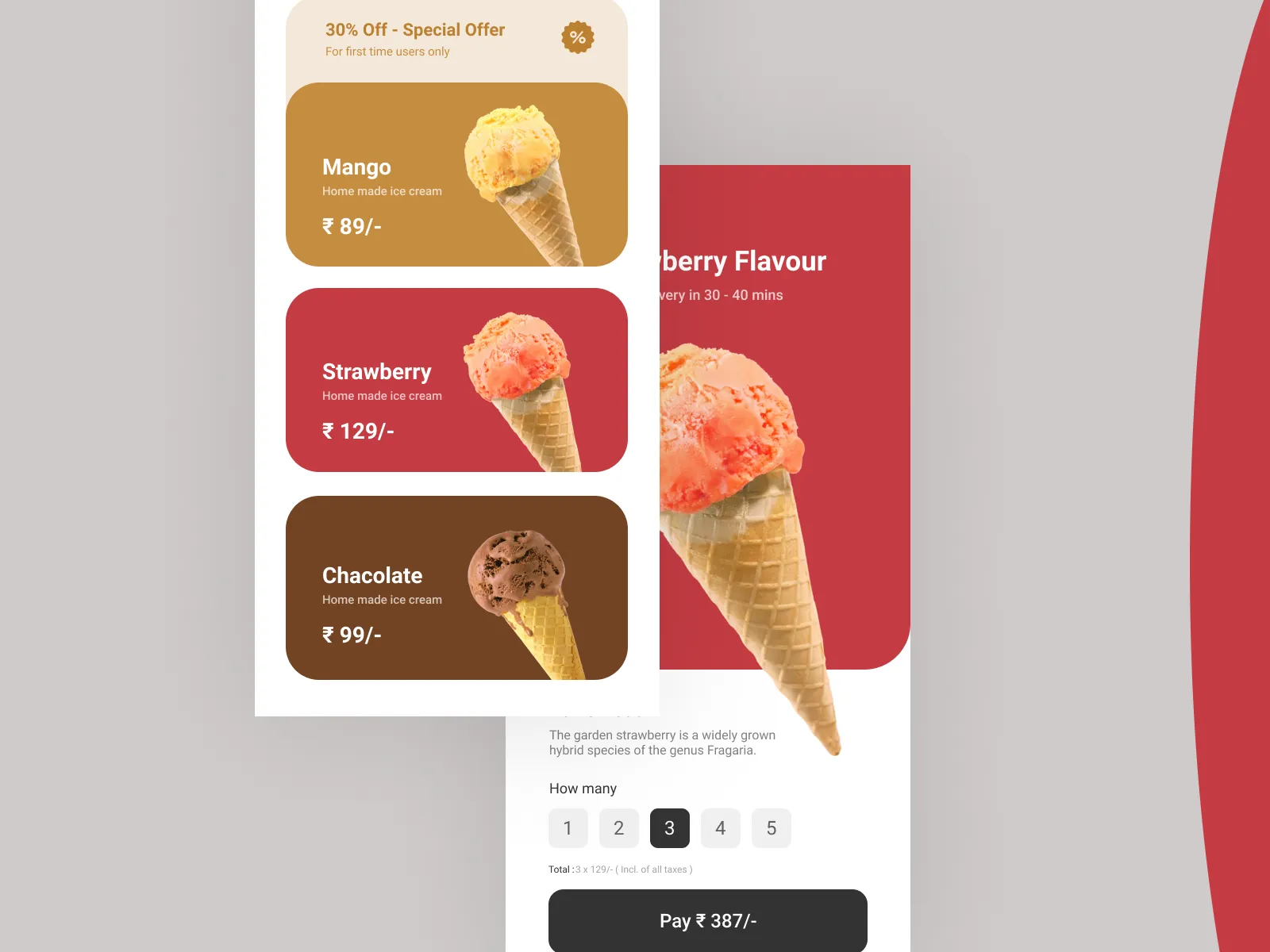 Cone Ice-Cream Delivery App UI Kit for Figma and Adobe XD No 4