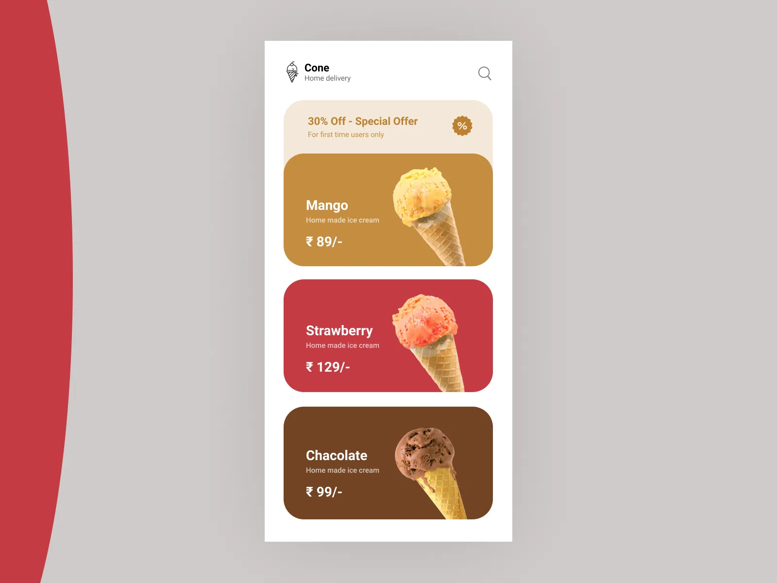 Cone Ice-Cream Delivery App UI Kit for Figma and Adobe XD No 5