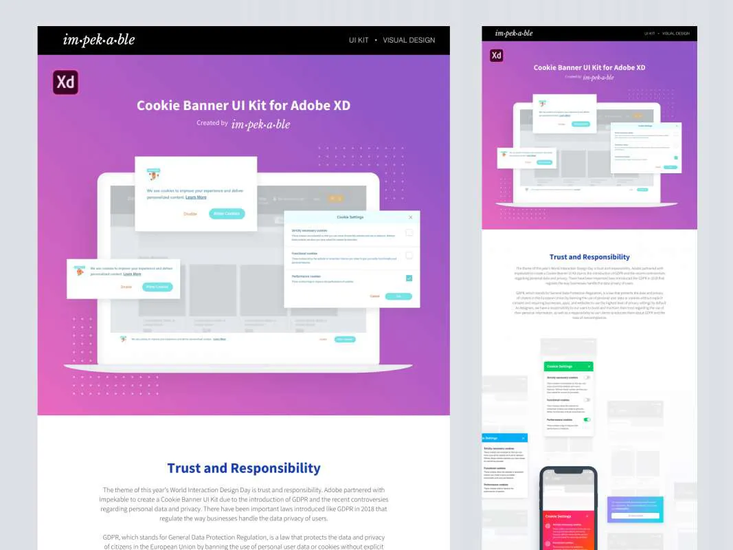 Cookie Banner UI Kit for Adobe XD for Figma and Adobe XD No 1
