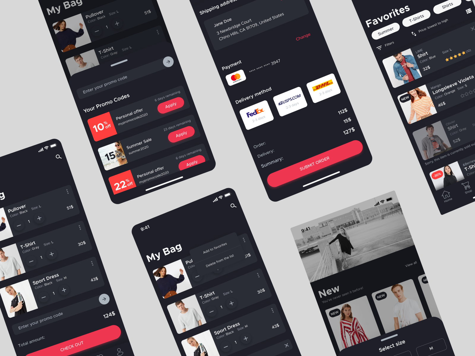 Dark Ecommerce UI Kit freebie for Figma and Adobe XD