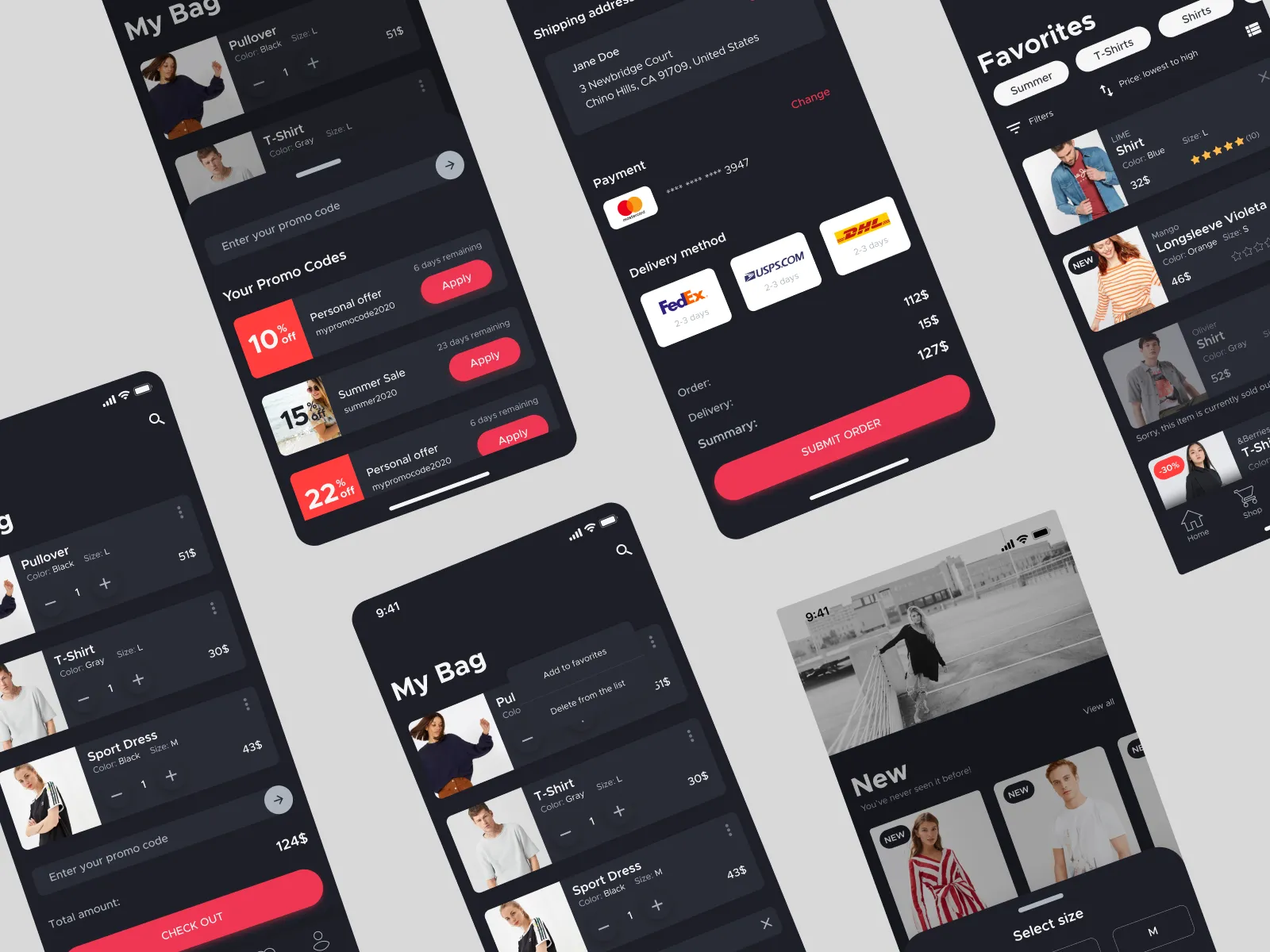 Dark Ecommerce UI Kit for Figma and Adobe XD No 2