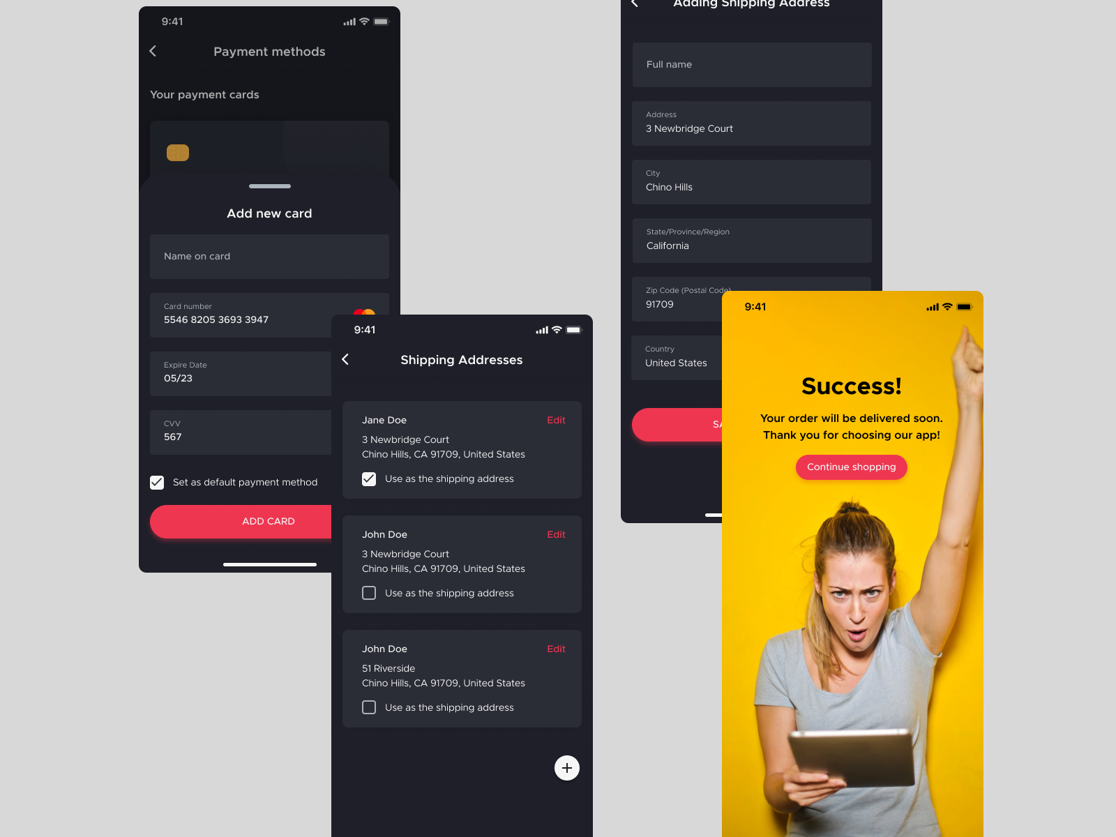 Dark Ecommerce UI Kit freebie for Figma and Adobe XD