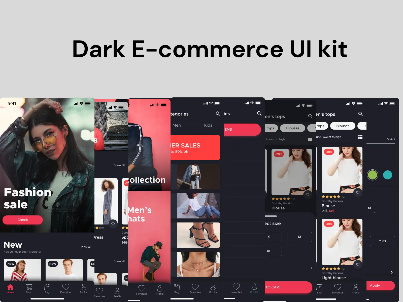 Dark Ecommerce UI Kit  - Free template