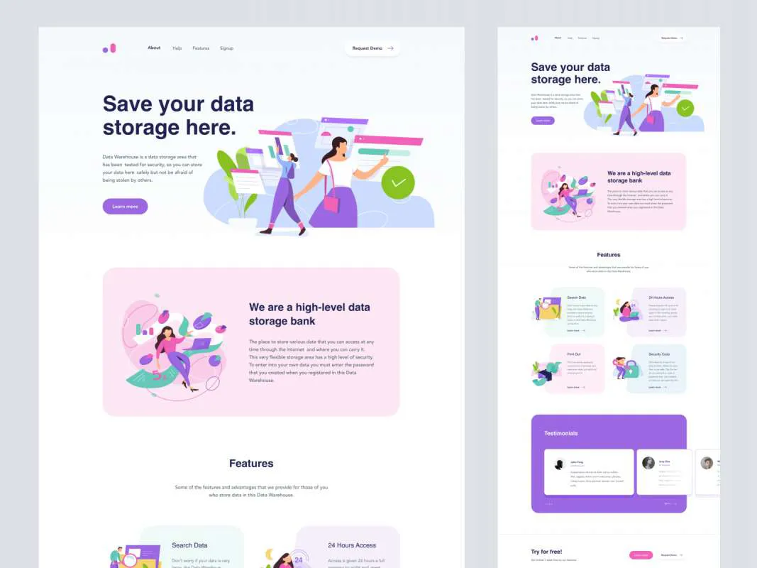 Data Warehouse Landing Page for Figma for Figma and Adobe XD