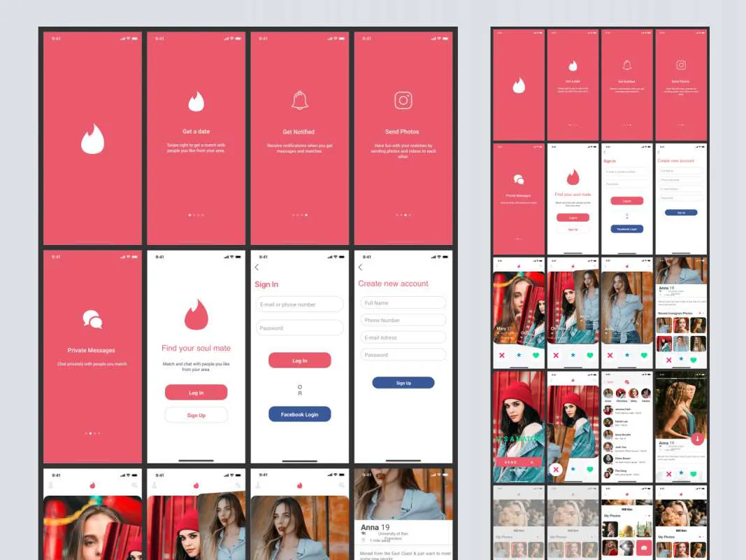 Dating App UI Kit for Sketch for Figma and Adobe XD
