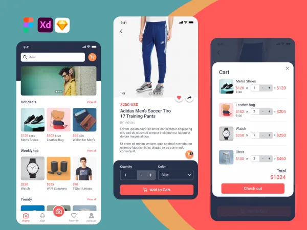 E-commerce App UI for Figma and Adobe XD