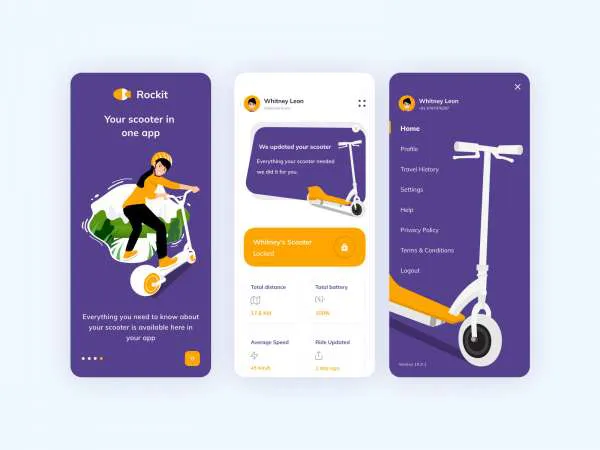 E-Scooter Dashboard App for Figma and Adobe XD